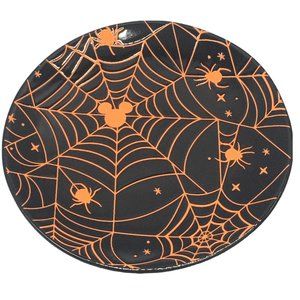 6 Zrike DISNEY Halloween MICKEY MOUSE Black Orange Spiderweb Plate Set Appetizer